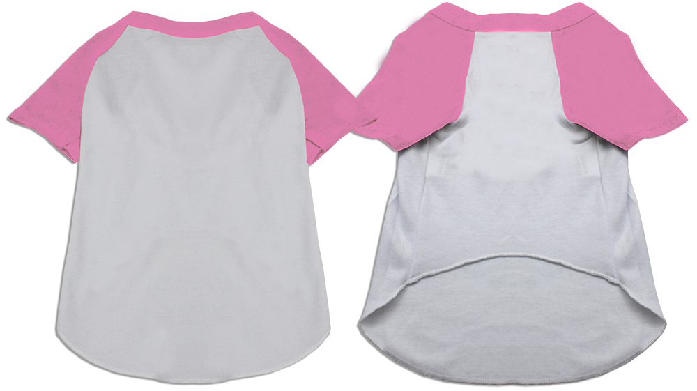 Raglan Baseball Pet Shirt White with Light Pink Size Large